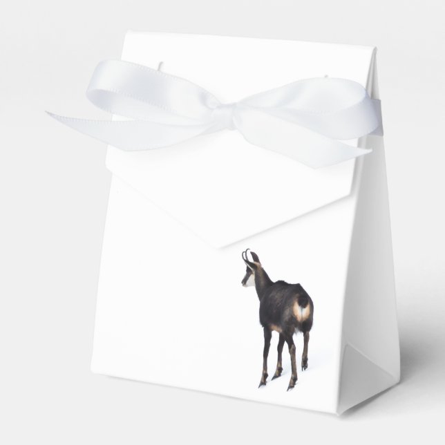 Minimalistic Alpine Chamois mountain goat on snow Favor Box (Front Side)
