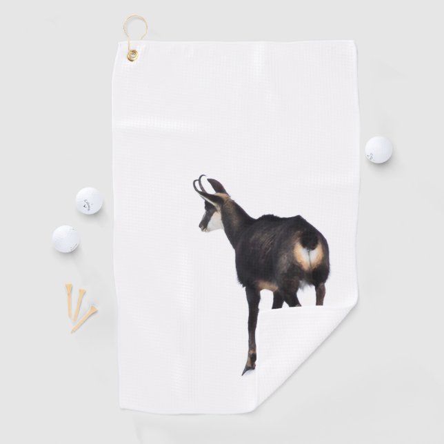 Minimalistic Alpine Chamois mountain goat on snow Golf Towel (InSitu)