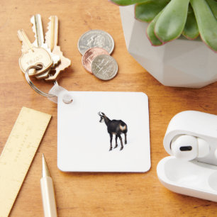 Minimalistic Alpine Chamois mountain goat on snow Keychain