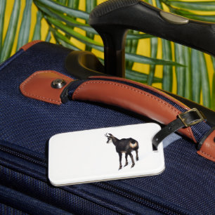 Minimalistic Alpine Chamois mountain goat on snow Luggage Tag