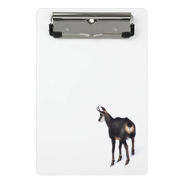 Minimalistic Alpine Chamois mountain goat on snow Mini Clipboard (Front)