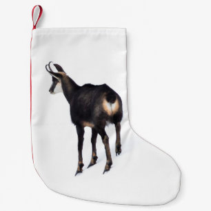 Minimalistic Alpine Chamois mountain goat on snow Small Christmas Stocking