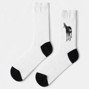 Minimalistic Alpine Chamois mountain goat on snow Socks