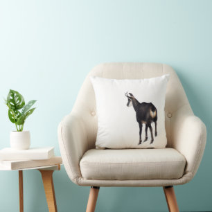 Minimalistic Alpine Chamois mountain goat on snow Throw Pillow