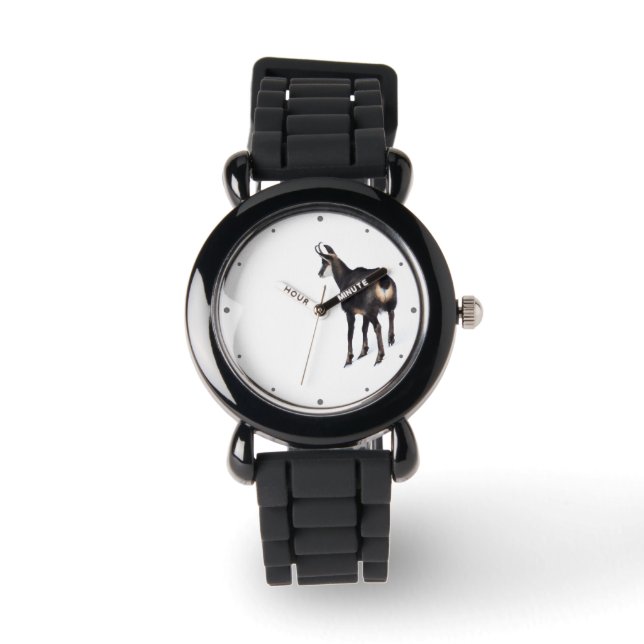 Minimalistic Alpine Chamois mountain goat on snow Watch (Front)