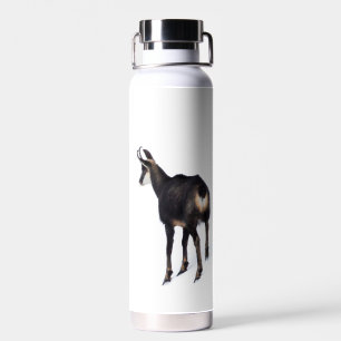 Minimalistic Alpine Chamois mountain goat on snow Water Bottle