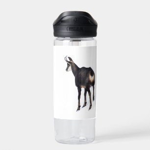 Minimalistic Alpine Chamois mountain goat on snow Water Bottle