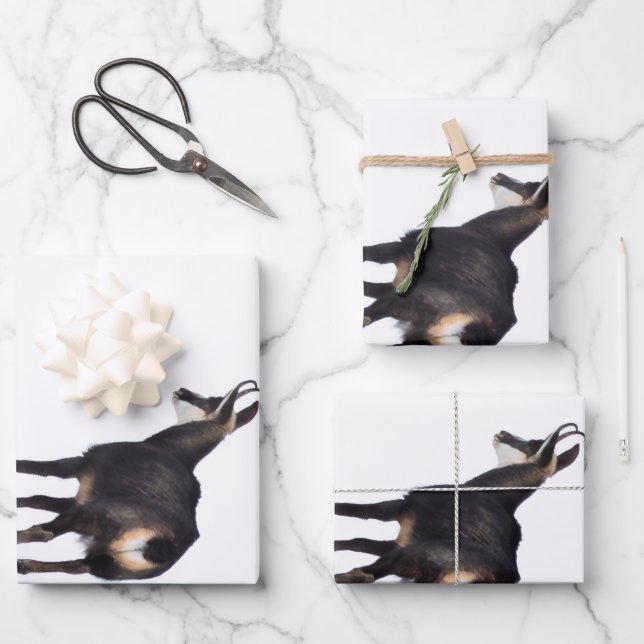 Minimalistic Alpine Chamois mountain goat on snow Wrapping Paper Sheet (Front)