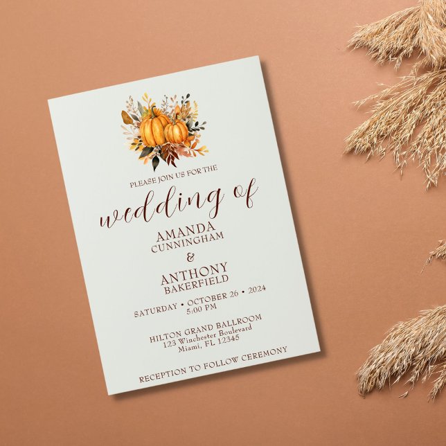Minimalistic Autumn Wedding Pumpkin Invitation (Creator Uploaded)