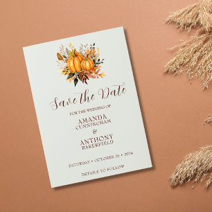 Minimalistic Autumn Wedding Pumpkin Save the Date