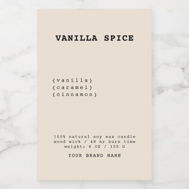 Minimalistic beige candle label (Single Label)