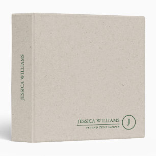 Minimalistic beige craft paper texture Green text Binder