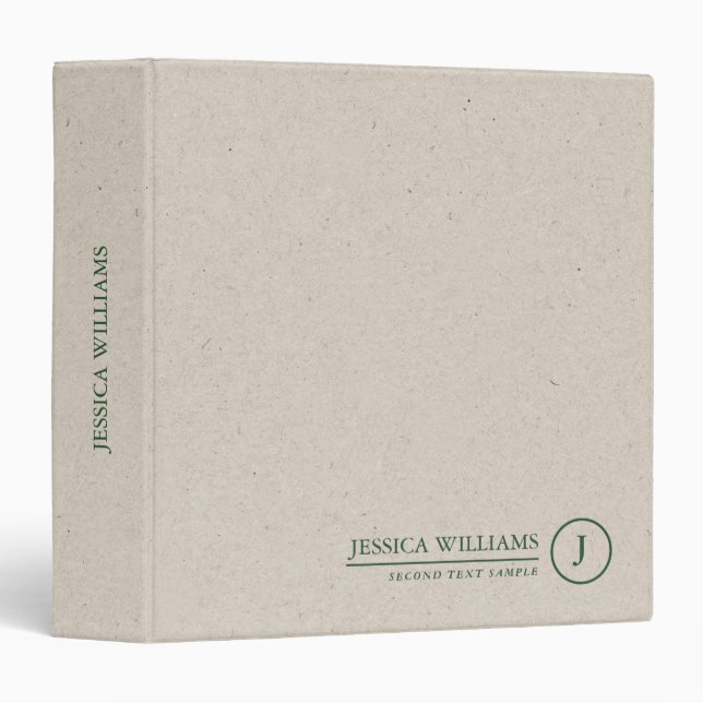 Minimalistic beige craft paper texture Green text Binder (Front/Spine)