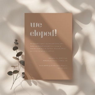 Minimalistic Beige Elopement & Wedding Reception Invitation