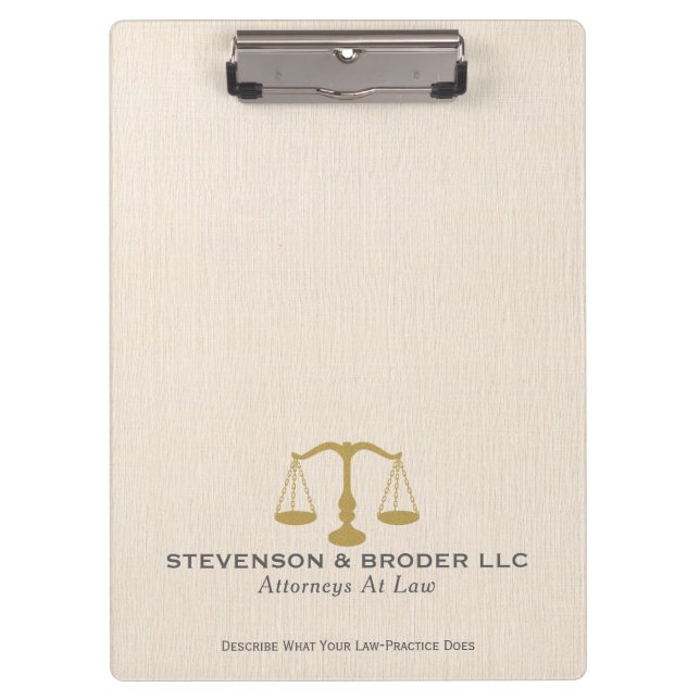 Minimalistic, Beige Linen With Gold Scale Clipboard (Front)