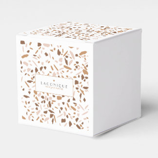 Minimalistic Beige Terrazzo Mosaic Branding Favor Box