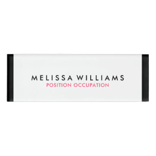 Minimalistic black and white decorative stripes name tag