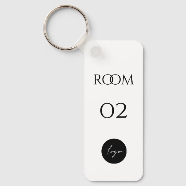 Minimalistic black and white elegant room  number keychain (Front)