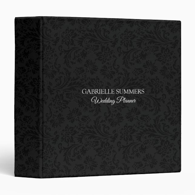 Minimalistic Black and White Floral Damasks Binder (Front/Spine)