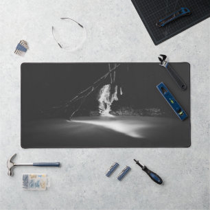Minimalistic black and white waterfall desk mat