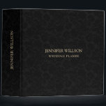 Minimalistic Black Damasks Custom Gold Typography Binder<br><div class="desc">Elegant black floral damask background with customizable gold typography.</div>