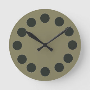 Minimalistic Black Dots on Custom Colour Round Clock