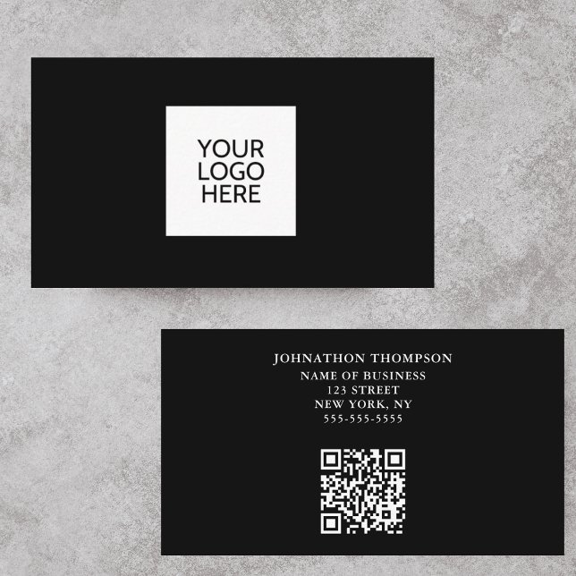 Minimalistic Black Logo QR Code Business Card (Creator Uploaded)