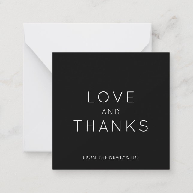 Minimalistic Black Wedding Thank You Square Card (Front)