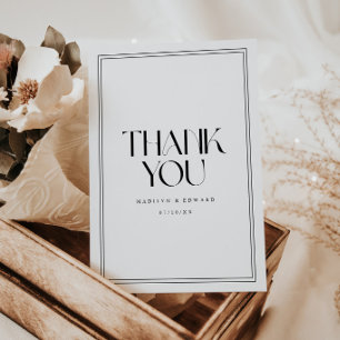 Minimalistic Black & White Bold Typography Wedding Thank You Card