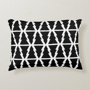 Minimalistic Black & White Christmas Tree Pattern Accent Pillow