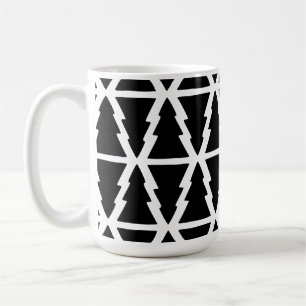 Minimalistic Black & White Christmas Tree Pattern Coffee Mug