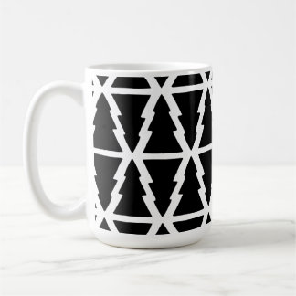 Minimalistic Black & White Christmas Tree Pattern Coffee Mug