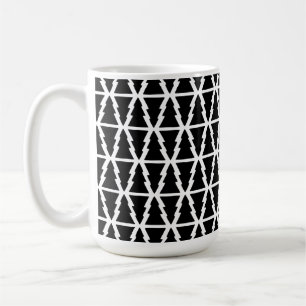 Minimalistic Black & White Christmas Tree Pattern Coffee Mug
