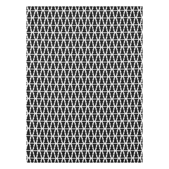 Minimalistic Black & White Christmas Tree Pattern Tablecloth (Front)