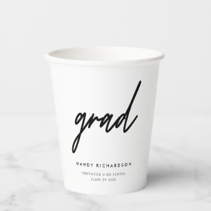 Minimalistic Black & White Graduation Party Paper Cups
