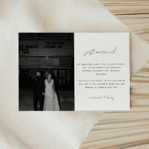 Minimalistic Black & White Photo Wedding Elopement Announcement
