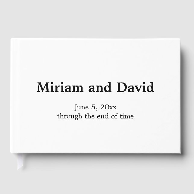 Minimalistic Black & White Wedding Guest Book (Front)