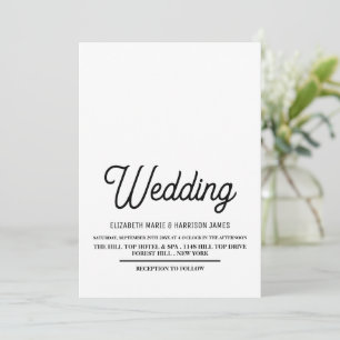 Minimalistic - Black & White - Wedding Invitation