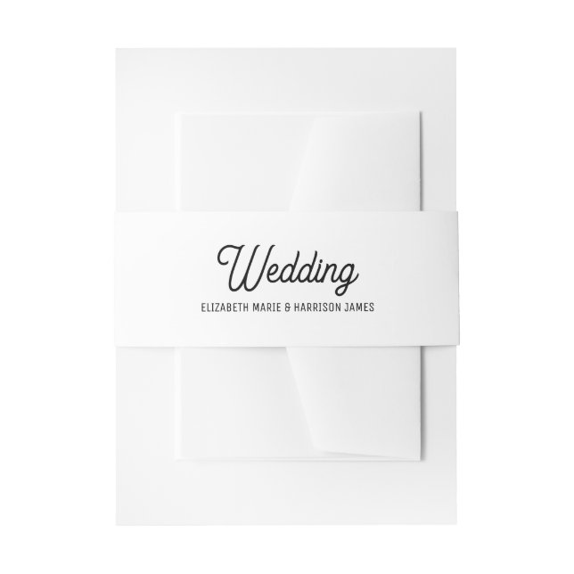 Minimalistic - Black & White - Wedding Invitation Belly Band (Front Example)