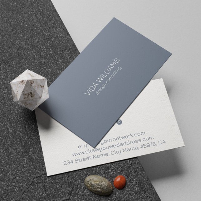 Minimalistic Blue-Grey and White Background Business Card (Creator Uploaded)