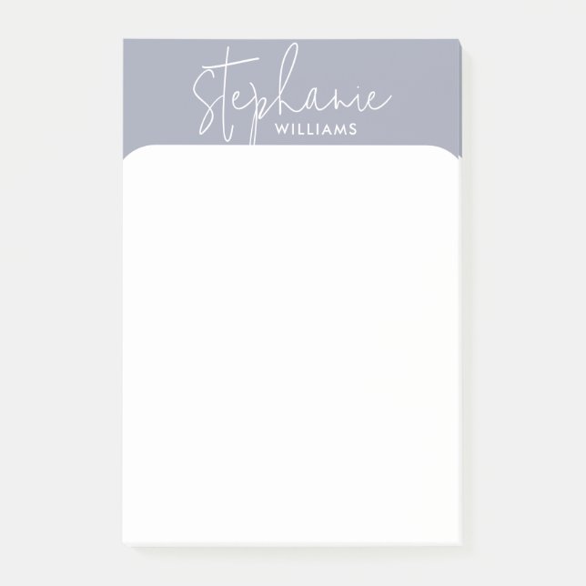 Minimalistic blue-grey and white Custom name Post-it Notes (Front)