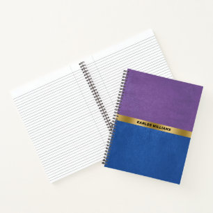 Minimalistic Blue & Purple Vintage Faux Leather Notebook