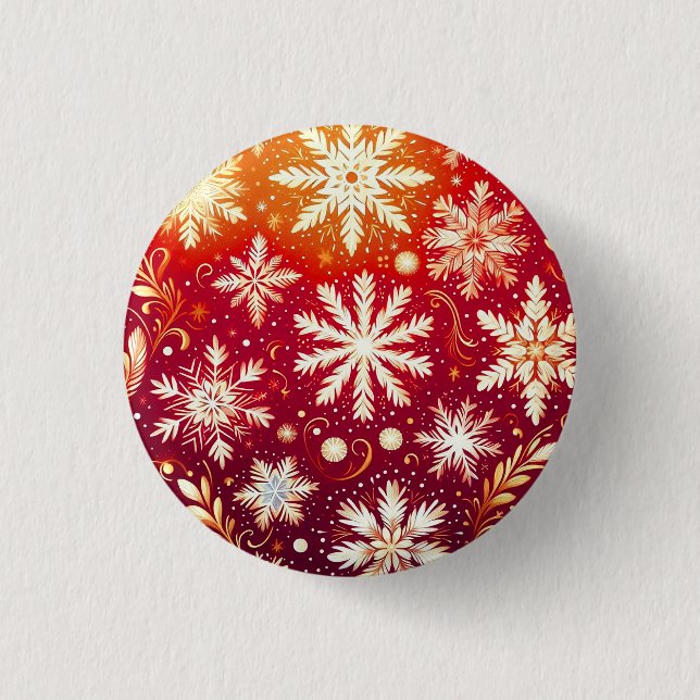 Minimalistic blue Snowflake magnet  1 Inch Round Button (Front)