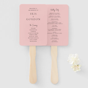 Minimalistic Blush Rose Custom Wedding Program Hand Fan