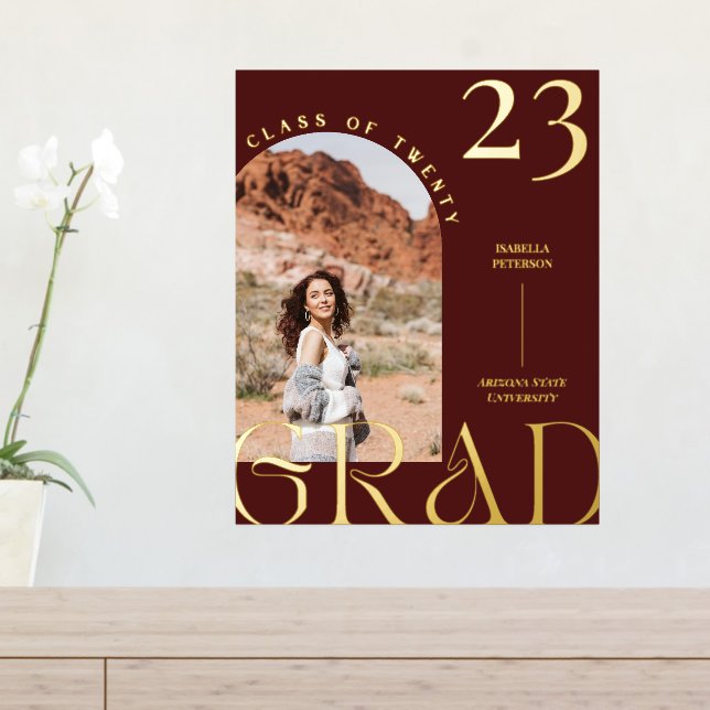 Minimalistic Boho Chic Arch Frame Graduation Photo Foil Prints (In Situ (Entry Table))