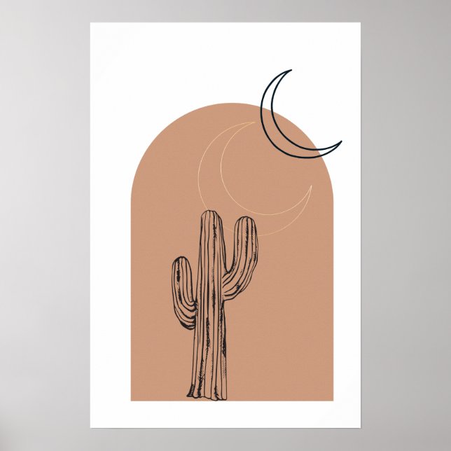 Minimalistic Boho Line art Cactus Desert Poster (Front)
