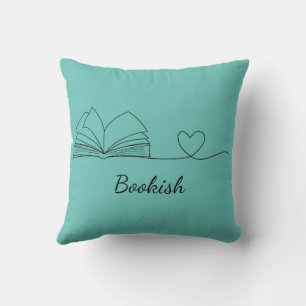 Minimalistic Book Lover Line Art,Throw Pillow