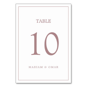 Minimalistic Border Rose Gold Wedding Table Number