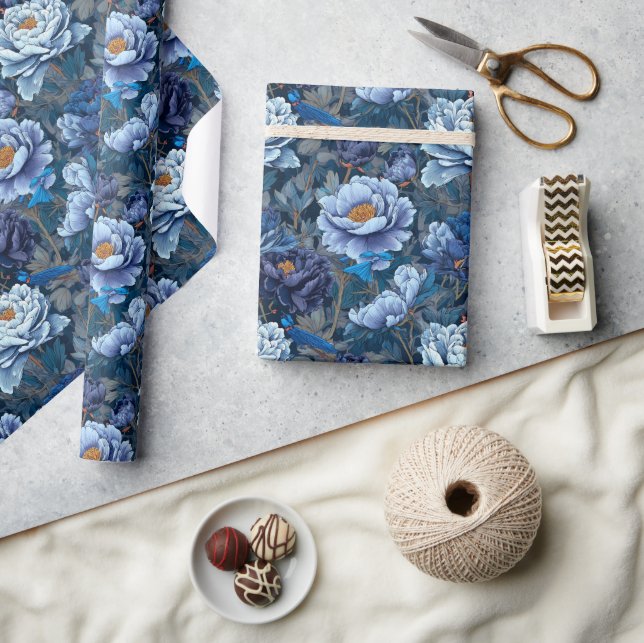 Minimalistic Botanical Peonies Print  Wrapping Paper (Crafts)