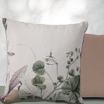 Minimalistic Botanical Print Throw Pillow<br><div class="desc">Elevate your home decor with this stunning throw pillow featuring a stylish and minimalistic botanical print. The design showcases a frame of Alexanders Black Lovage leaves and amaryllis with faint gold design elements on a light grey background. This pillow is perfect for adding a touch of natural elegance to any...</div>